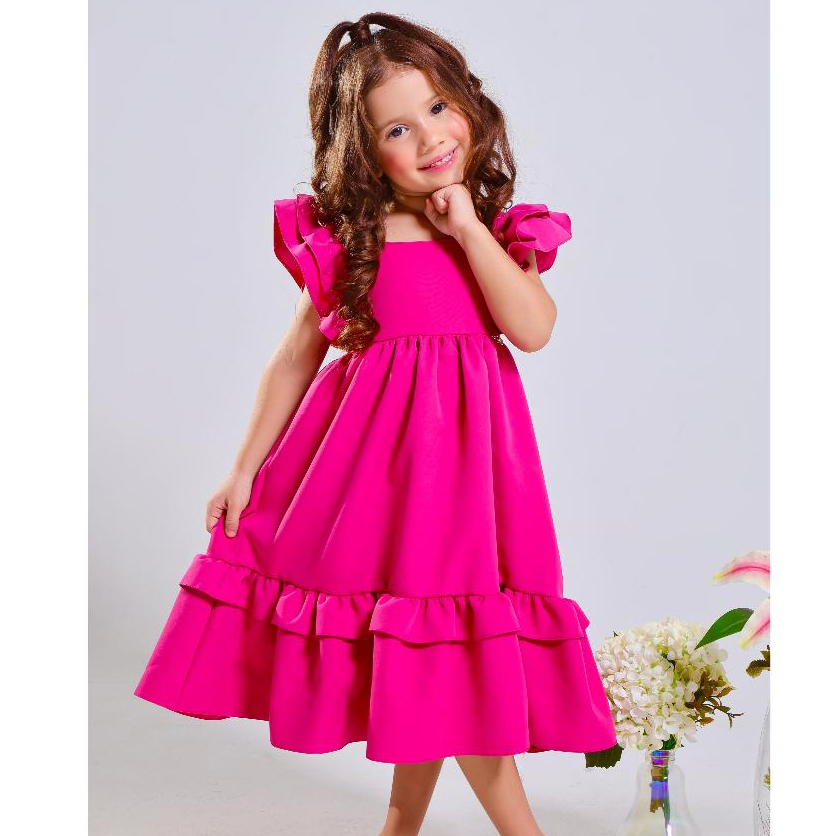 Vestido Infantil Princesa Rosa Pink Babadinho Festa Luxo - Roupa para ...