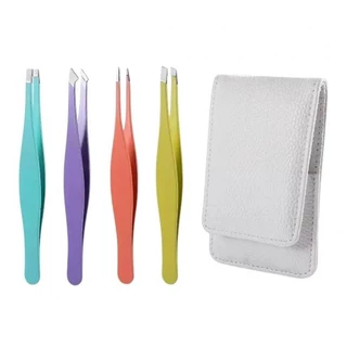 Kit 4 Pinças Profissionais Sobrancelha + Estojo – Design Preciso