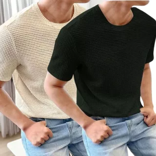 Kit 2 Camiseta básica lisa Casual Texturizada Confortável Malha Premium.