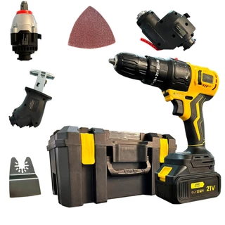Kit 6 em 1 Furadeira Parafusadeira Lixadeira Motosserra alternativa Chave de impacto Multiferramenta oscilante a bateria