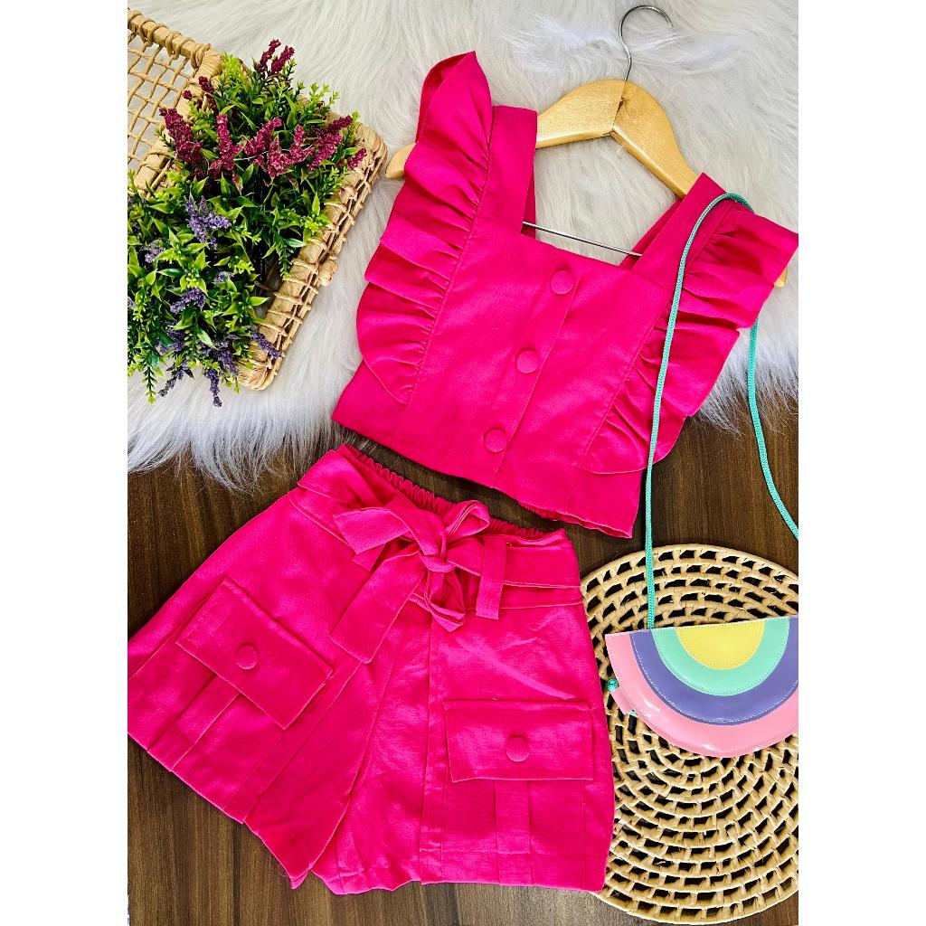 Conjunto para menina infantil e juvenil lançamento Linho Luxo | Shopee ...