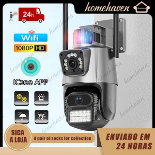 Câmera de Segurança 2 em 1 Onvif, Camera Fixa + Móvel, Zoom, Visão Noturna e Resistente a Água (Chuva, Sol e Poeira)