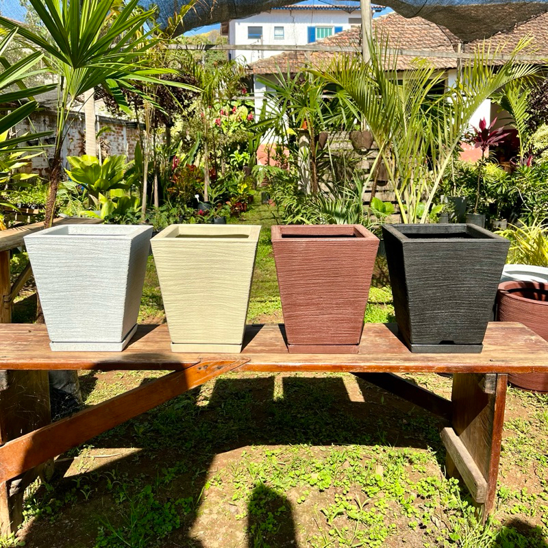 Vaso Polietileno para Plantas Quadrado Moderno Decorativo texturizado ...
