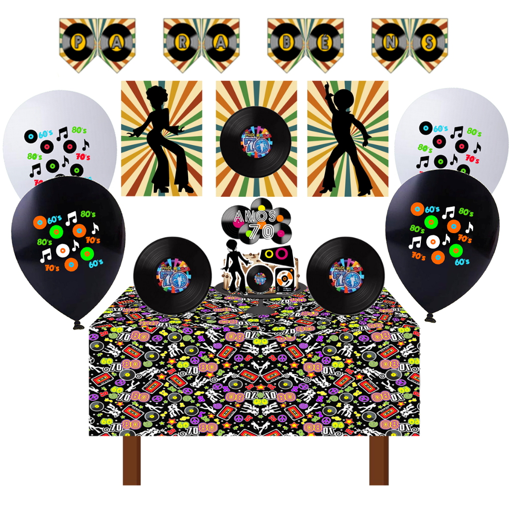 Kit festa em casa Anos 60/70/80 Shopee Brasil