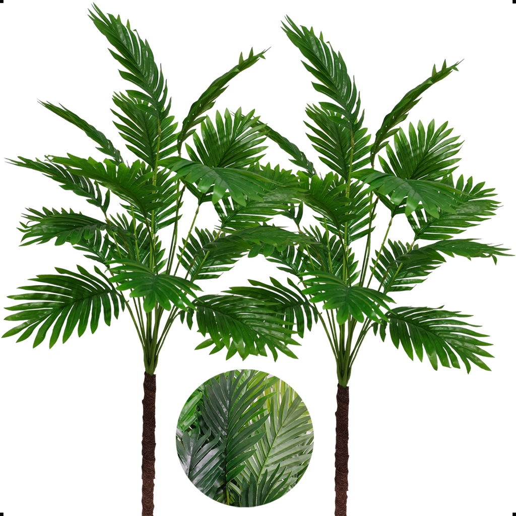 2 Palmeiras Artificiais Coqueiro Areca Leque Rafia Sem Vaso