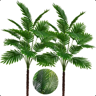 2 Palmeiras Artificiais Coqueiro Areca Leque Rafia Sem Vaso