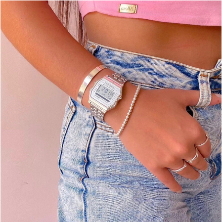 Relógio Cássio Retrô PRATA/BRANCO Wr Digital Led Unissex Eletronic Vintage Fem