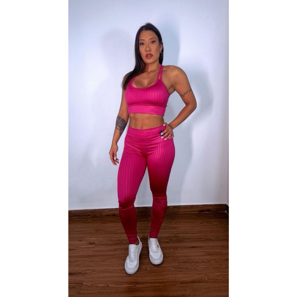 Conjunto Fitness Top Bojo Removível e Calça 3D