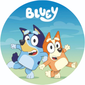 Painel em Lona Redondo - Tema Bluey - Lona Fosca