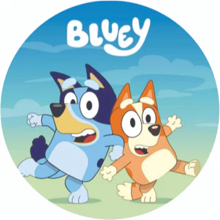 Painel em Lona Redondo - Tema Bluey - Lona Fosca