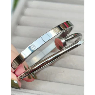 ￼Conjunto Kit Bracelete Pulseira Prata Prego e Prata Liso