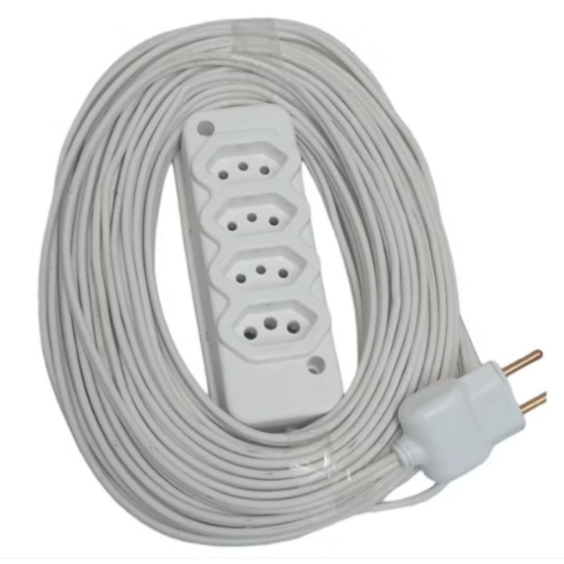 EXTENSÃO ELÉTRICA 15 METROS FIO PARALELO 2x2.5MM PLUG MACHO 10A TOMADA ...