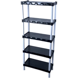 Estante Prateleira Plástica Modular 5 Prateleiras Reforçada Preta E Branca