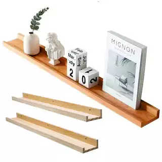 Kit 2 Prateleiras canaleta Pinus para Quadros 50cm Em madeira