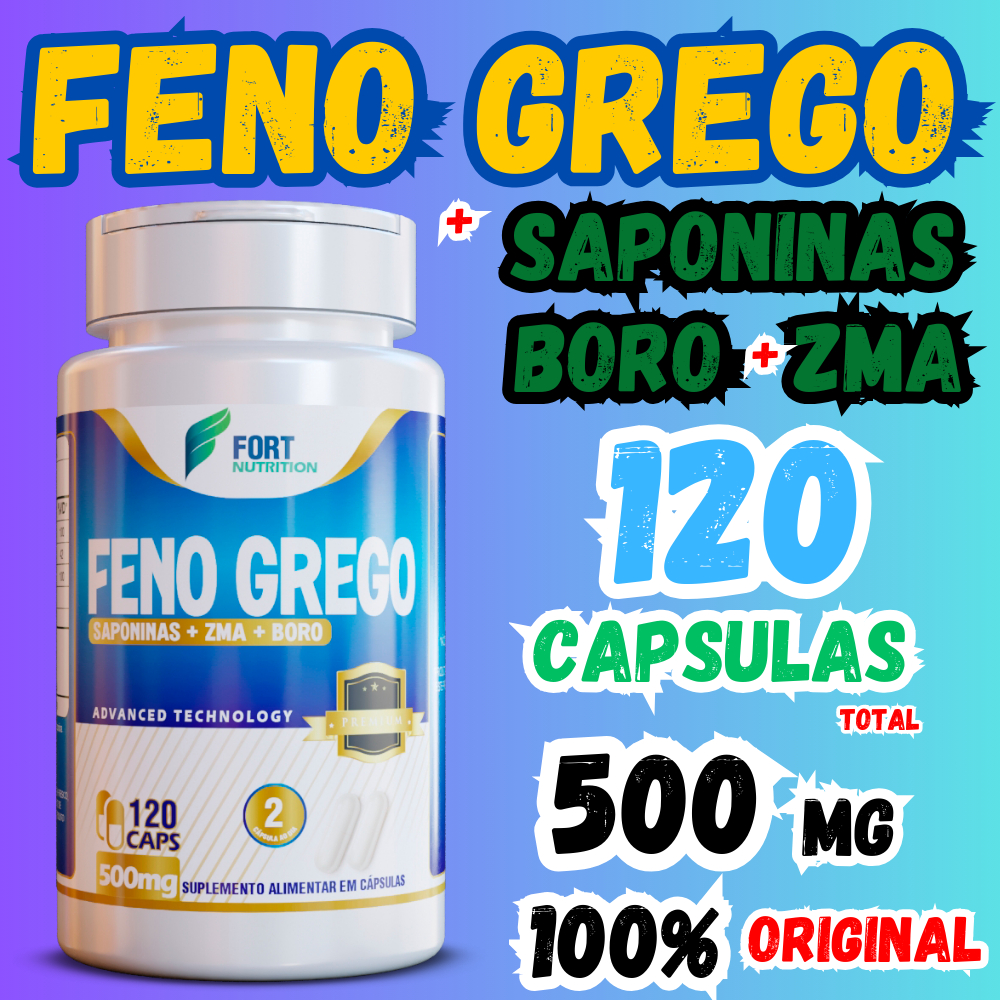 Feno Grego + Saponinas e ZMA 120 capsulas 100% original