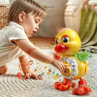 Pato Dançante Brinquedo Patinho Musical Anda Dança Mexe Com Luz e Som Duck Dancing