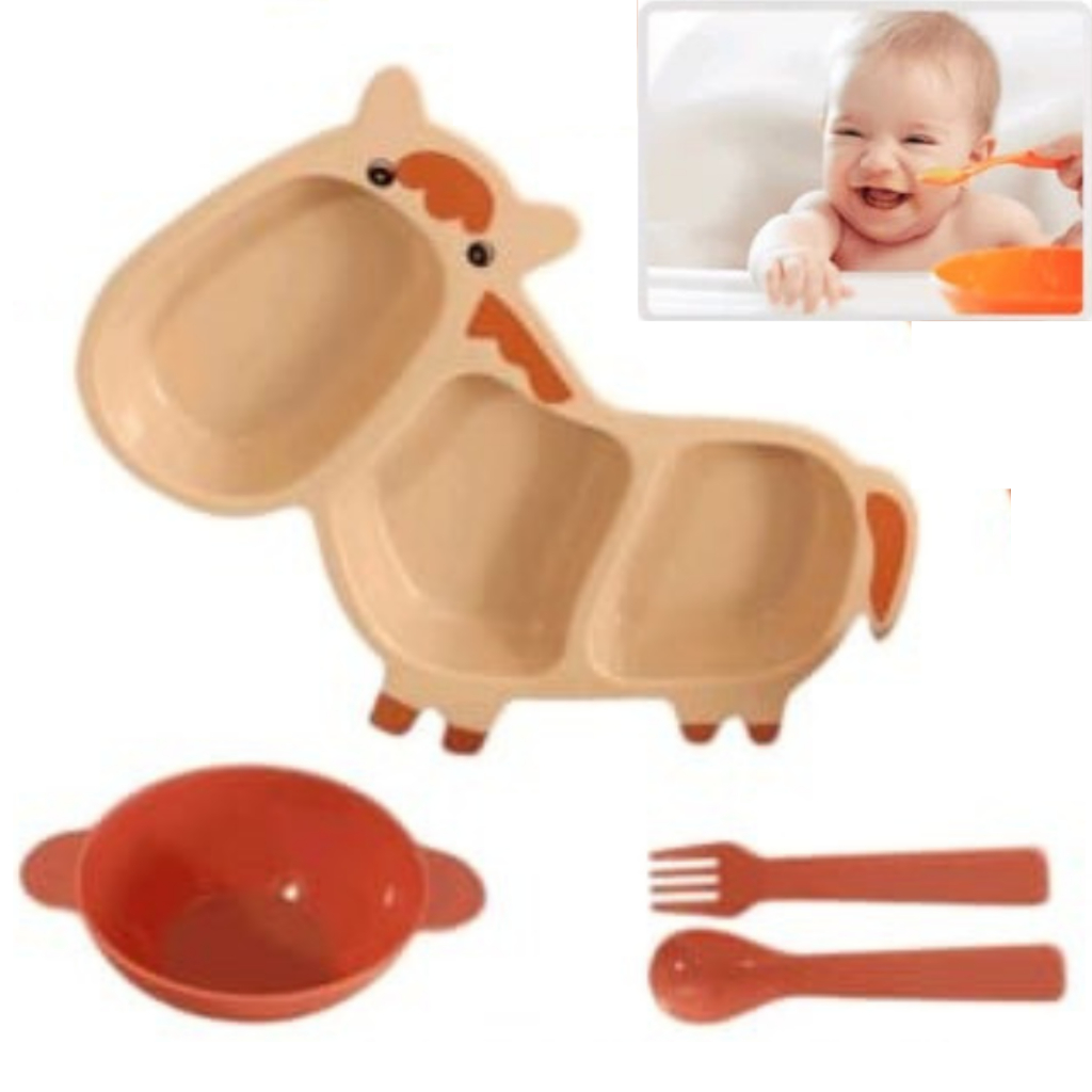 JOGO DE PRATINHO KIT PAPINHA 4PÇS FORMATO DE ANIMAIS DIVERTIDOS BEBÊ ...