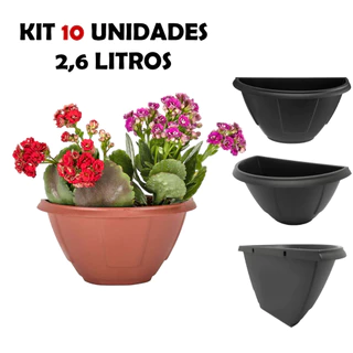 Kit 10 Vasos de Parede de 2,6 Litros Jardim Vertical E Horta