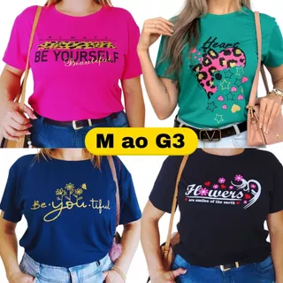 Blusa Feminina Plus Size Viscolycra Tshirt Feminina Plus T-shirt M AO G3 Babylook Feminina
