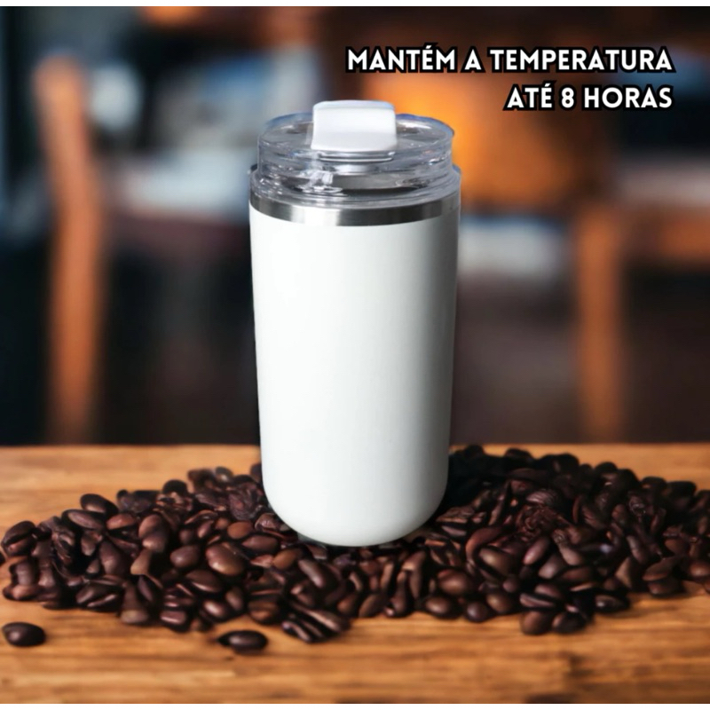 Copo Aço Inox Térmico Café Cha Infantil com tampa 360Ml Inoxidável Quente e Frio sofisticado ENVIO 24H