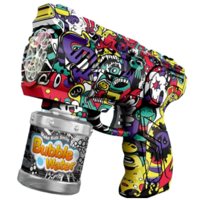Pistola Grafitada Máquina De Bolha De Sabão 10 Furos Bubble Gun Machine Toys Colors Graffitii