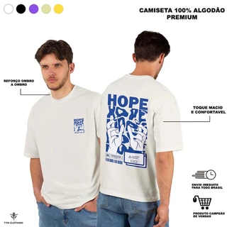 Camiseta Streetwear Rua Logo Hope Estampado Unissex