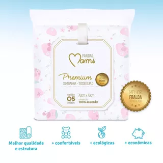 KIT 5 FRALDAS MAMI PREMIUM OU LUXO COM BAINHA 70x70cm em Oferta na Shopee