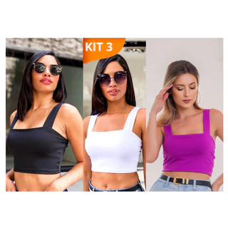KIT 3: Cropped Alça Grossa Suplex - Várias Combinações