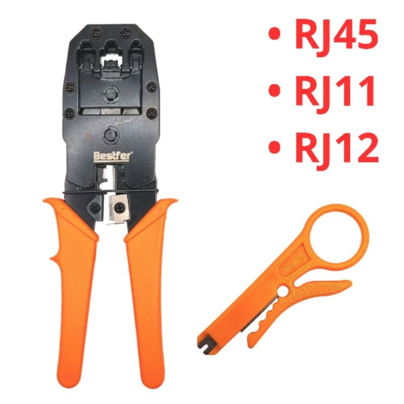 Alicate decapador e crimpador de RJ45 RJ12 e RJ11. Desencapador de cabo ...