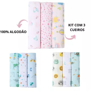 KIT 3 CUEIROS FLANELADOS PAPI 100x80cm - LINHA KARINHO em Oferta na Shopee