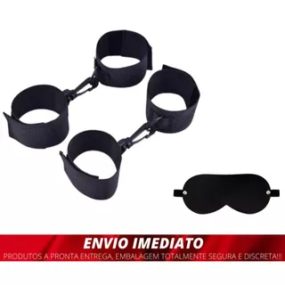 Kit Bondage Bdsm Algemas De Prender Amarrar Imobilizador + Mascara (venda)