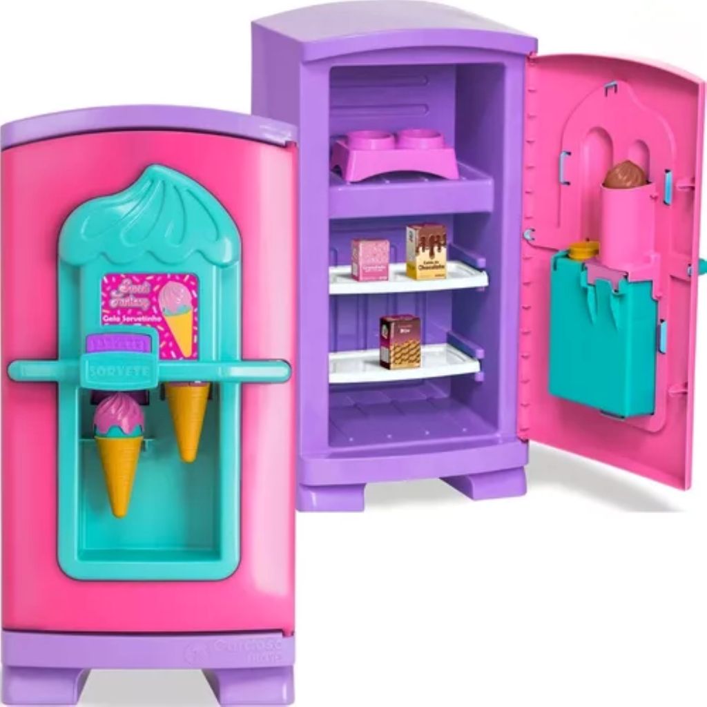 Geladeirinha De Brinquedo Infantil Criança Sweet Fantasy Geladeira Gela Sorvetinho