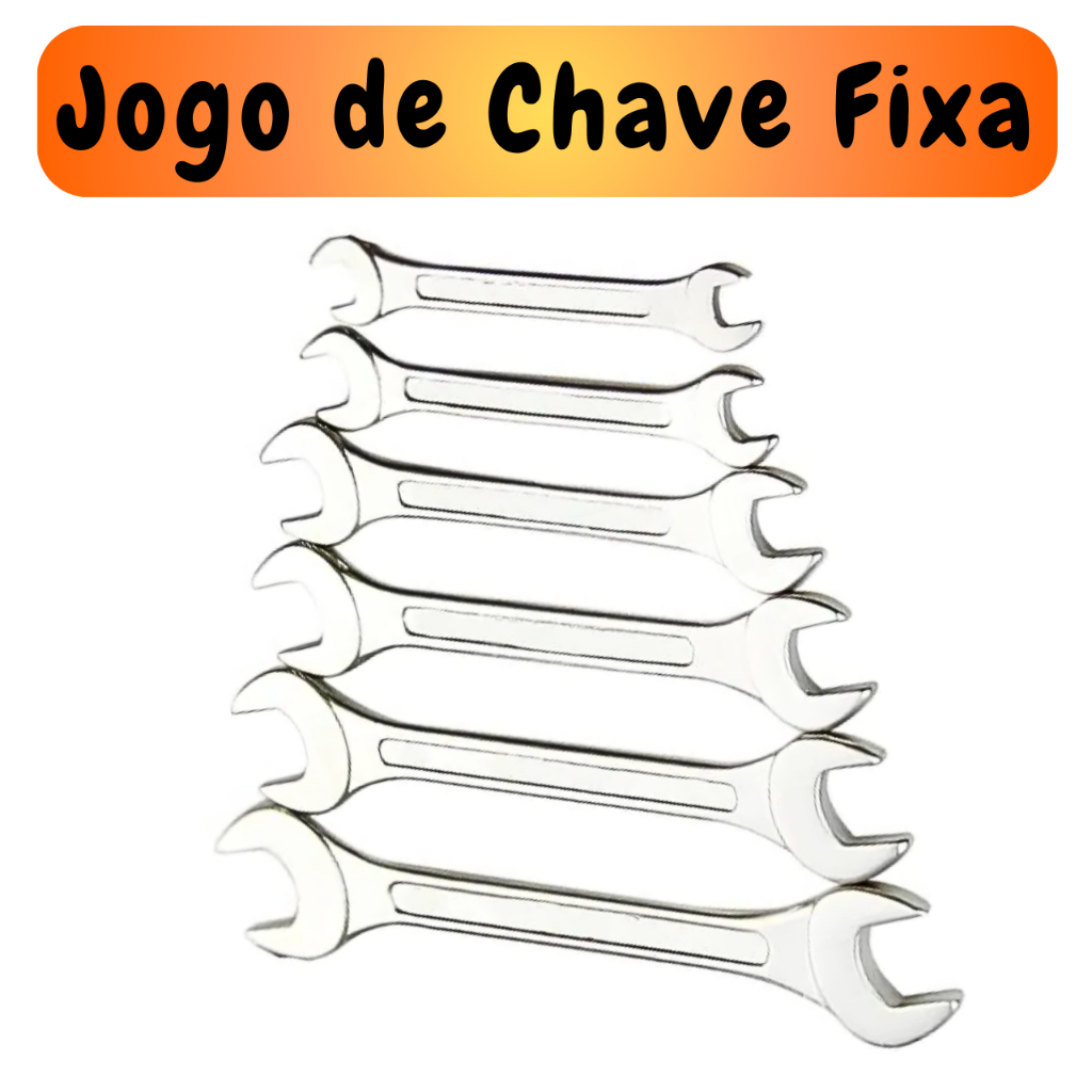 Jogo De Chave De Boca Fixa 6 Peças Forjada Em Aço Carbono | Shopee Brasil