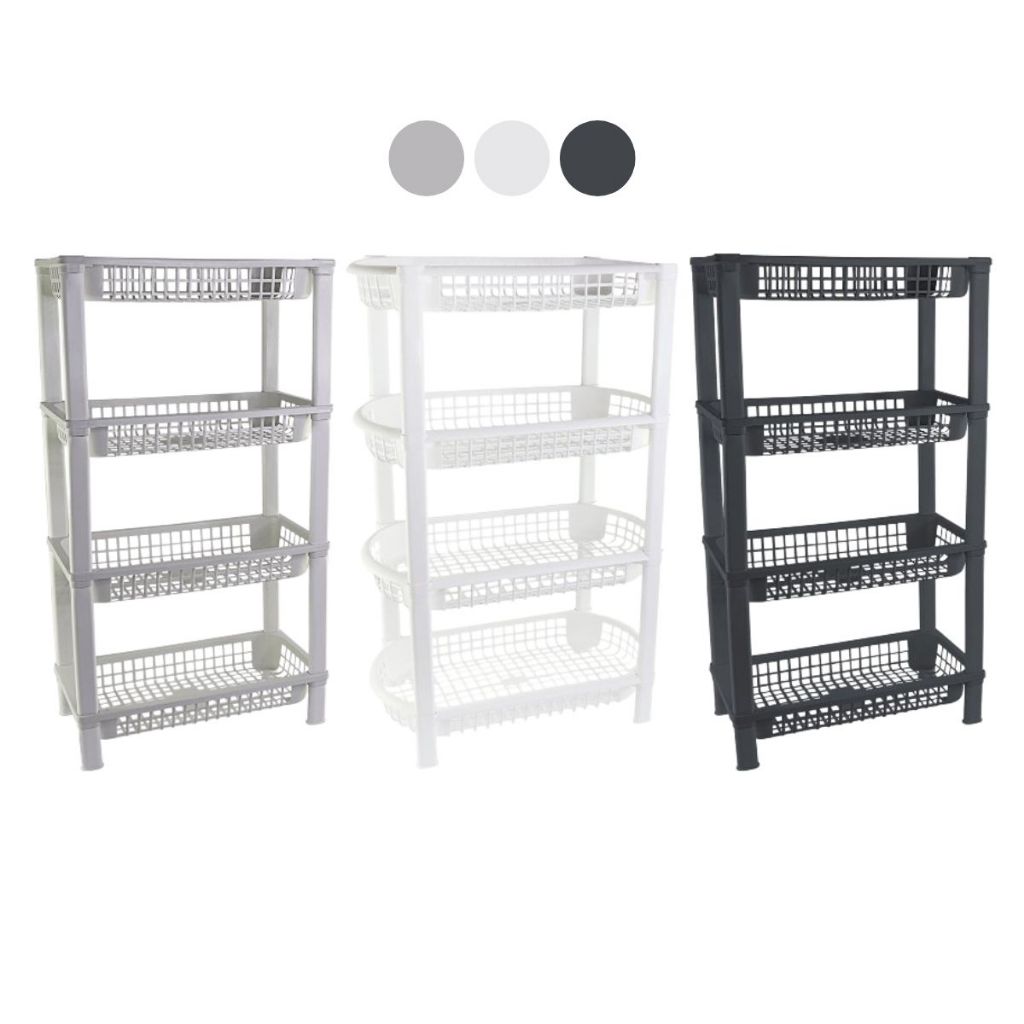 Fruteira 4 Andares Organizador Vertical Organizador Multiuso Quadruplo Plástico p/ Cozinha Frutas Objetos Shampoo Loja