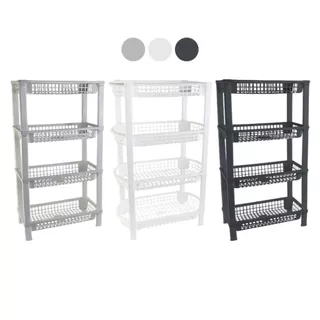 Fruteira 4 Andares Organizador Vertical Organizador Multiuso Quadruplo Plástico p/ Cozinha Frutas Objetos Shampoo Loja