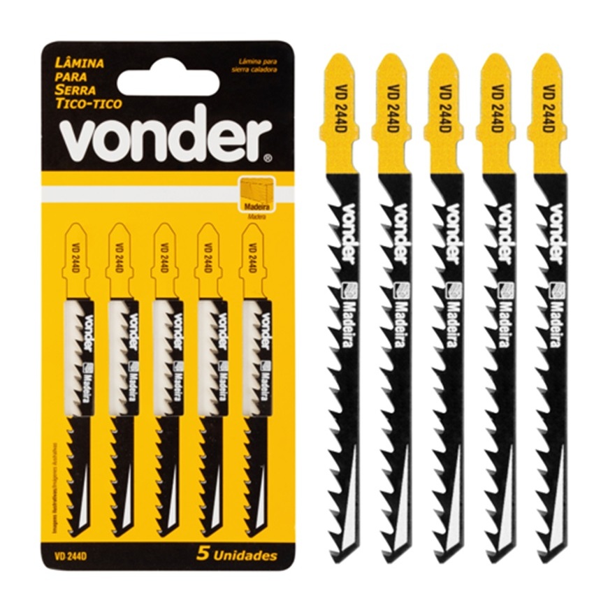 Lâmina de serra tico-tico VD 244D para plásticos e madeiras com 5 unidades - Vonder