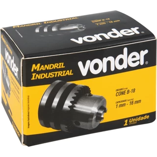 Mandril com chave de 1,0 mm - 16,0 mm, cone B18 industrial - Vonder
