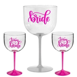 Kit 15 taças de gin 450ml Bicolor 14 team bride + 1 bride Personalizada Despedida de Solteira