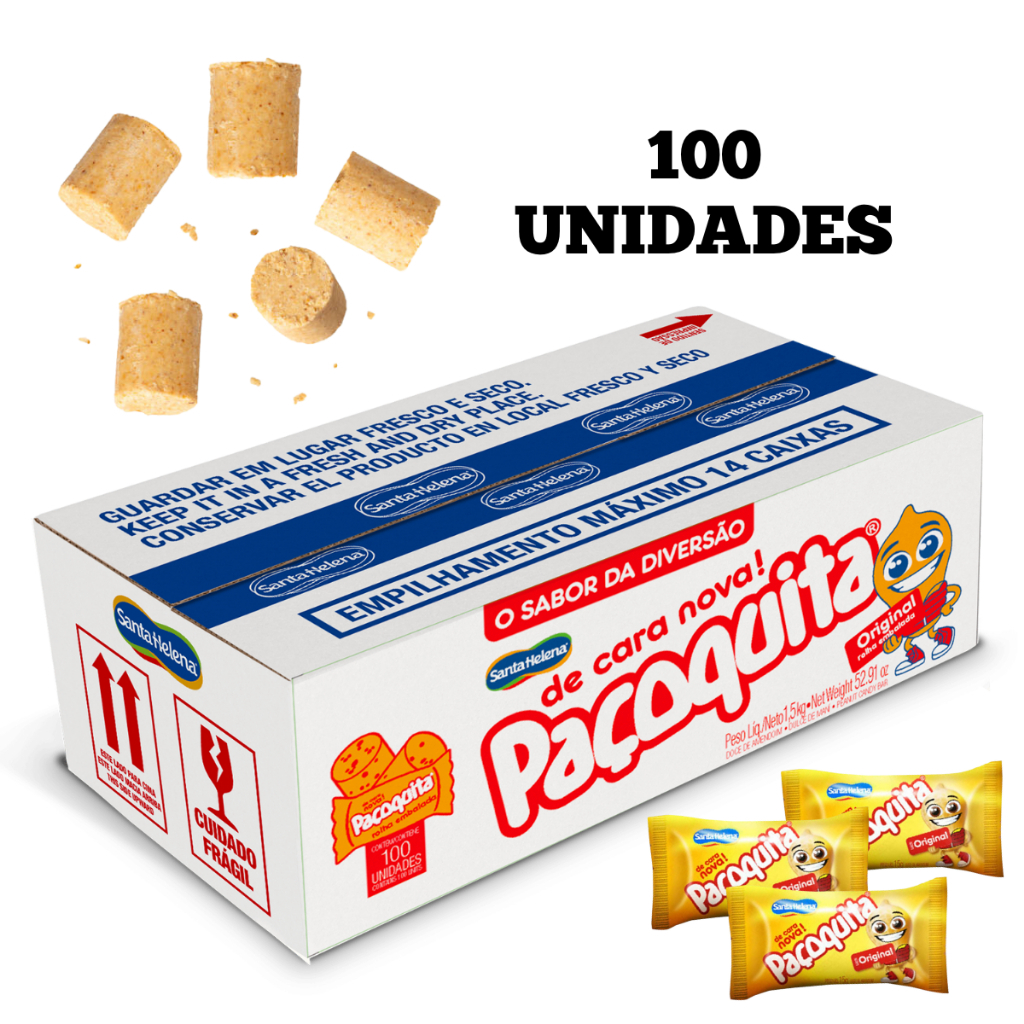Paçoca Paçoquita Rolha Caixa com 100 unidades - SANTA HELENA | Shopee ...