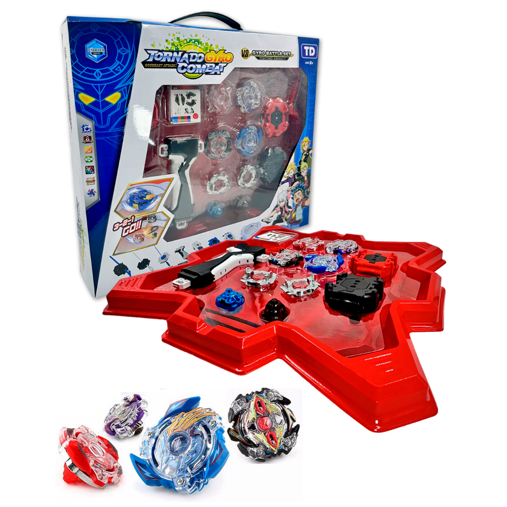 Brinquedo Beyblade Burst Gyro Combat com Arena Grande + Lançadores ...