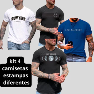 KIT 4 Camisetas estampas diferentes camisetas estilosas ,camisetas moda TECIDO ALGODÃO