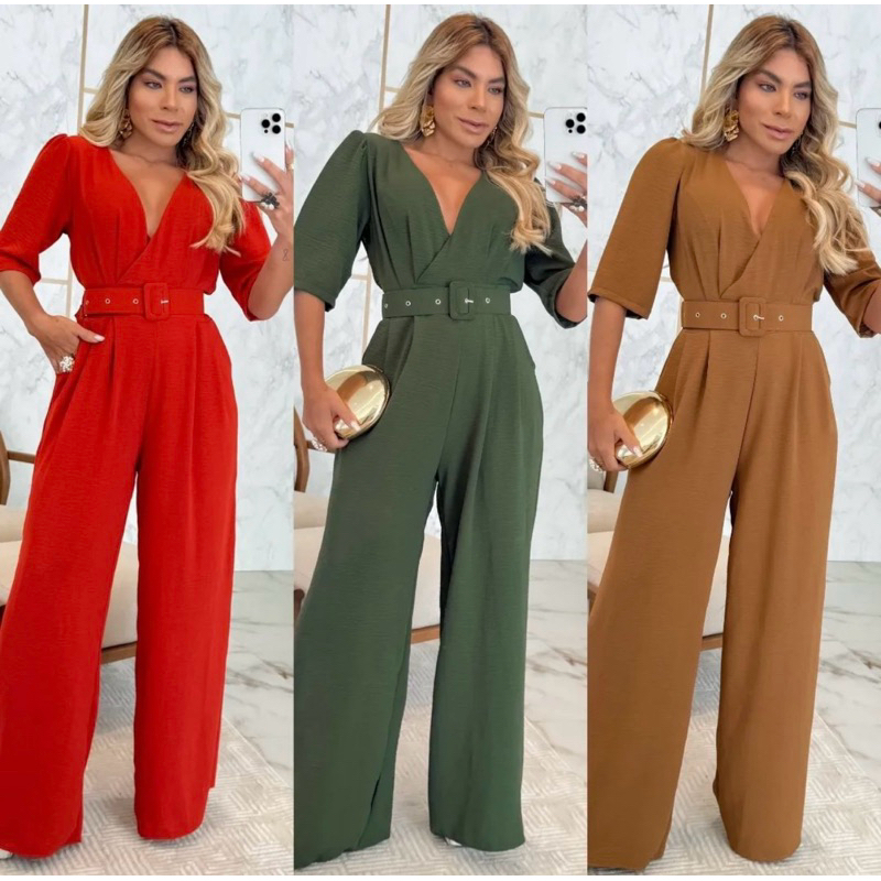 macacão feminino com cinto