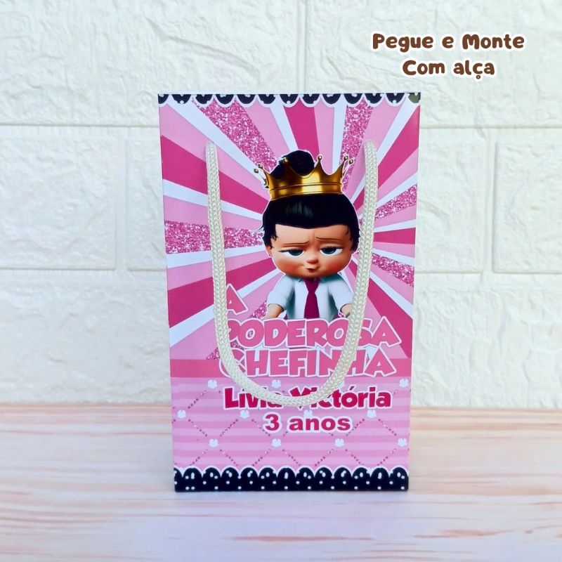 Sacolinhas Surpresa Personalizadas A Poderosa chefinha - Rosa/ PEGUE E MONTE