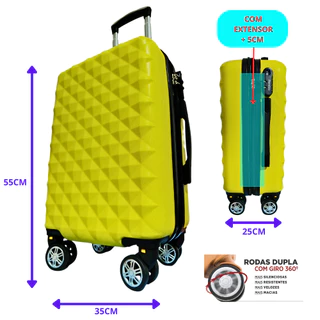 Mala de Viagem com 2 zipper extensível Grande G/GG rodinhas 360º