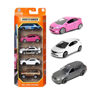 Matchbox Pack 5 MBX Japan Cruisers - Wagons - Blue Highways - Carrinhos Avulsos