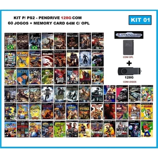 Pendrive com jogos de ps2 + Memory card 64M com OPL - LEIA A DESCRIÇÃO