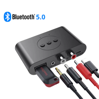 Adaptador Bluetooth 5.0 com USB Tipo-C, P2 e RCA - Receptor de Áudio Sem Fio para Som Antigo e Carro