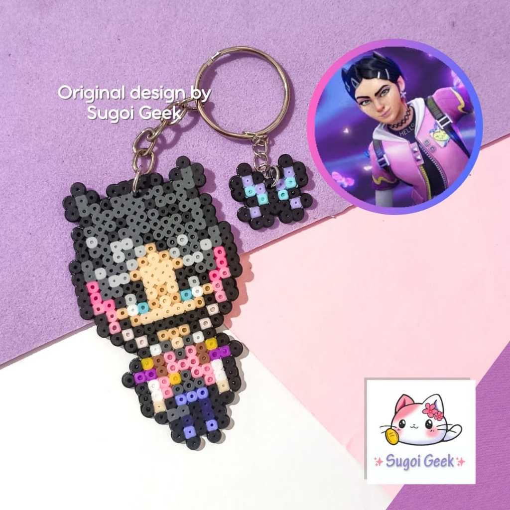 Chaveiro Clove jogo Valorant Hama Beads Pixel Arte Artesanal