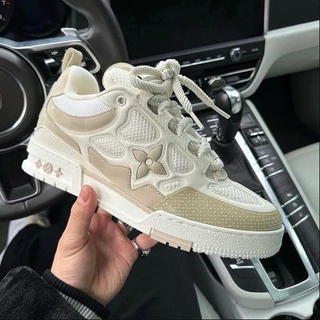 Tênis Masculino Feminino Skate Grife LV Sneaker + Cadarço Duplo Confortável Tênis Grife Macio Leve