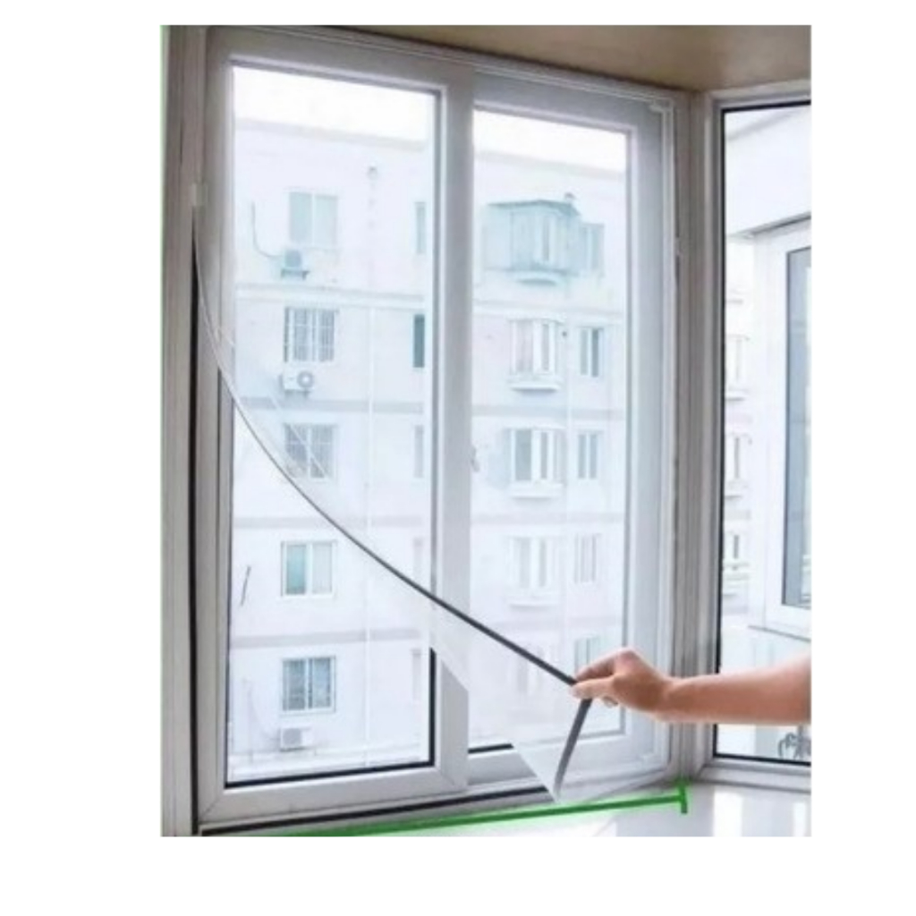 Kit 2 Telas Mosquiteira Janela Com Fita Pernilongo Mosquitos 150x130, Proteção contra insetos, Ventilação natural, Fácil instalação e remoção, Durável e resistente